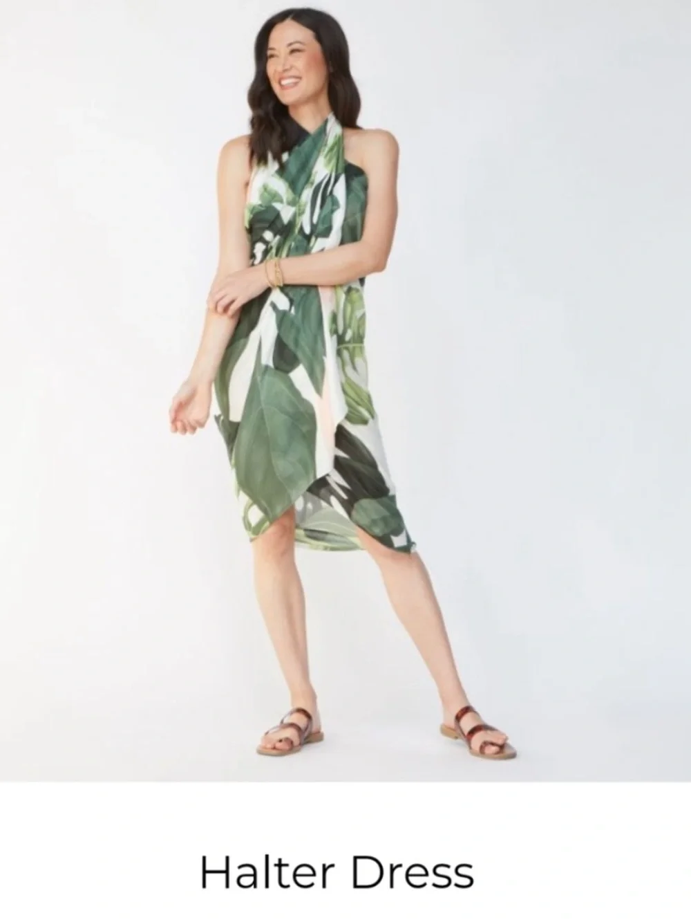 Virginia Wolf Tropical Multi Wear Wrap Palm Leaves Pink and Green Scarf